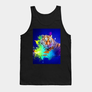 Colorburst tiger in blue Tank Top